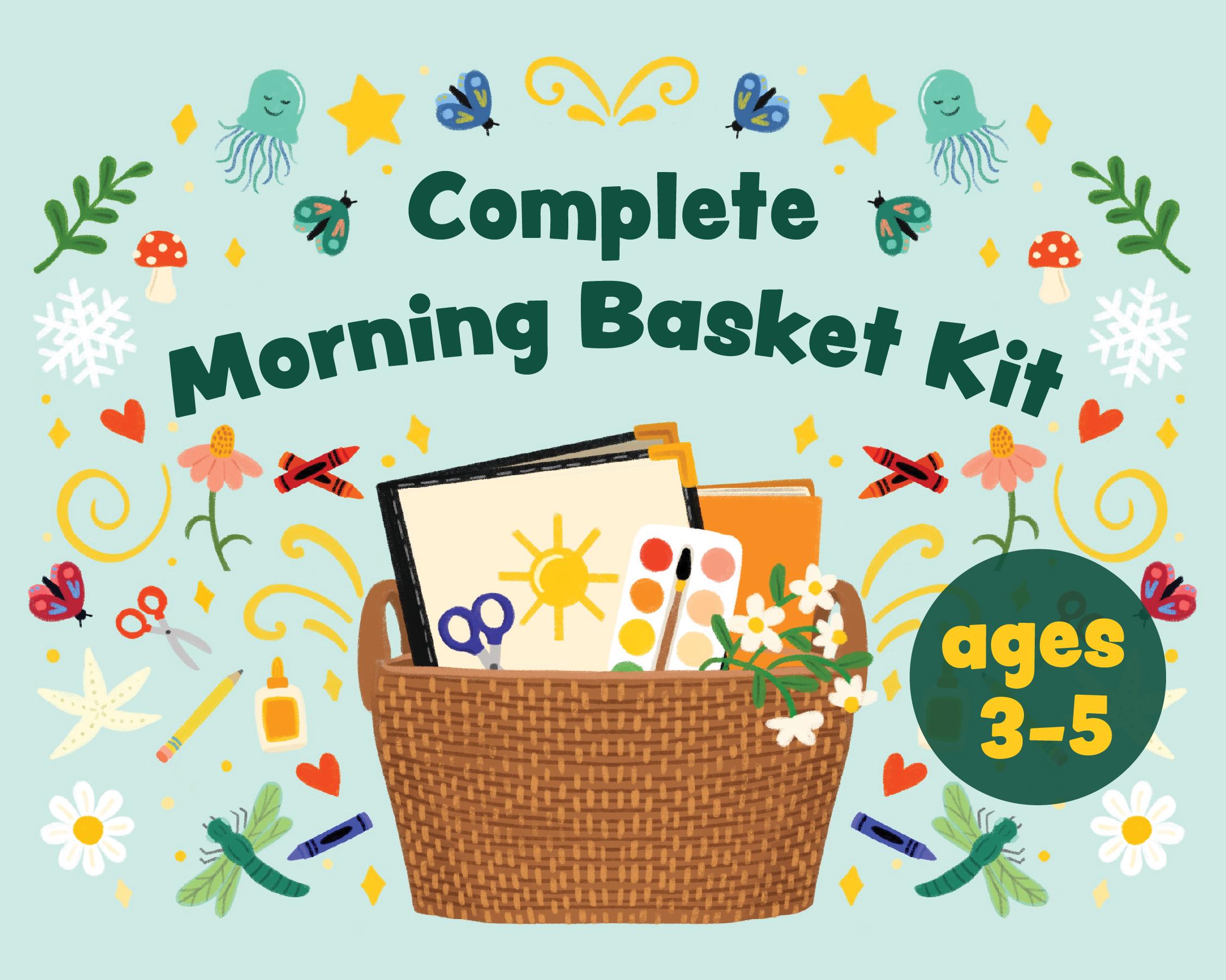 Complete Morning Basket Kit for ages 3-5 | Homeschool Printables | Preschool Kindergarten Activity Pages Guide