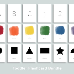 BUNDLE Minimalist Toddler Flashcards | Simple Colors Shapes ABCs Homeschool Printables | Alphabet Flashcard | Preschool Morning Circle Time
