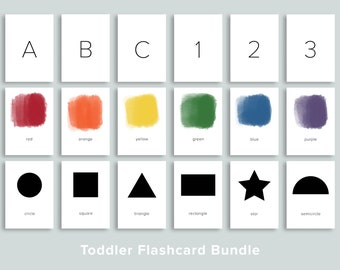 BUNDLE Minimalist Toddler Flashcards (Small) | Colors Shapes ABCs Homeschool Printables | Alphabet Flashcard | Preschool Morning Circle Time