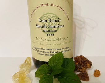 Gum Repair Mouth Wash , Oral Rinse, Receding Gums, Gingivitis, Myrrh, Frankincense,Aloe, Sage & More