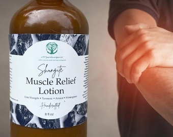 Shungite Muscle Relief Lotion: Arnica, MSM, Turmeric - 8oz Glass Bottle