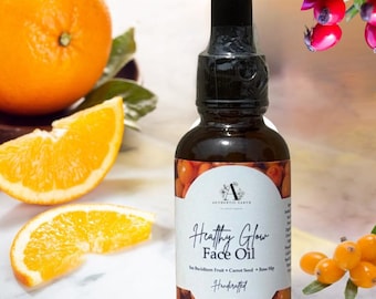Healthy Glow Face Oil: Sea Buckthorn, Jojoba, Rose Hip - 1oz Glass Bottle • Firming Face Oil • Healthy Glow • Vitamin C Serum