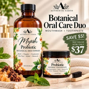 Botanical Oral Care Duo • Myrrh Mouthwash + Probiotic Toothpaste Bundle