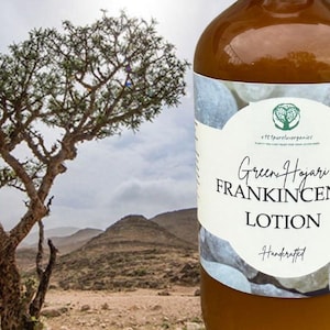 Frankincense Lotion with Frankincense Essential Oil, Green Hojari Sacred Frankincense, Fresh Aloe, Jojoba Oil  & more