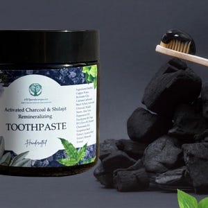 Dentifrice reminéralisant Shilajit, dentifrice blanchissant, sans glycérine, dentifrice à l'argile, charbon actif, minéralisant, respectueux de l'environnement, végétalien