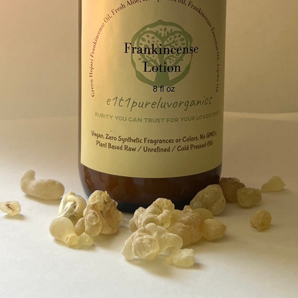 Frankincense Lotion with Frankincense Essential Oil, Green Hojari Sacred Frankincense, Fresh Aloe, Jojoba Oil  & more