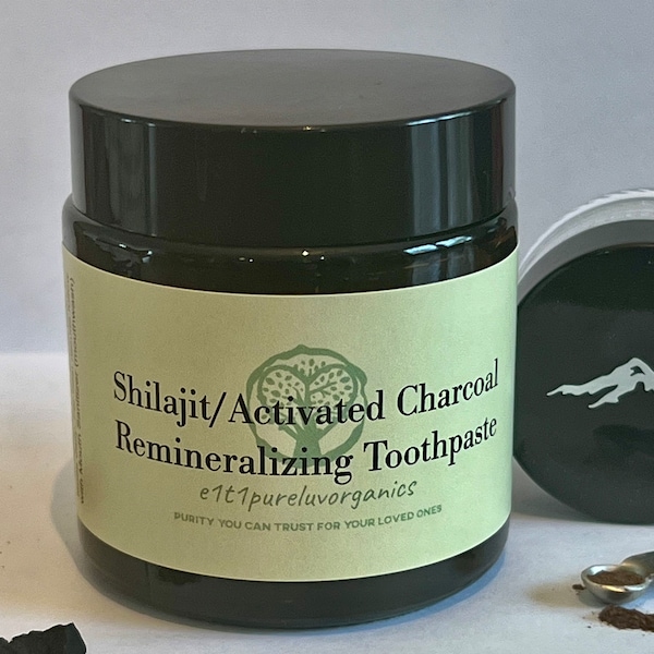 Shilajit Remineralisierende Zahnpasta, aufhellende Zahnpasta, kein Glycerin, Tonzahnpasta, Aktivkohle, mineralisierend, umweltfreundlich,