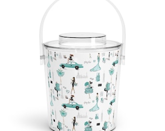 Ice bucket with Tongs | Little Blue Box, fashion illustration, New York, preppy, NYIB, NY