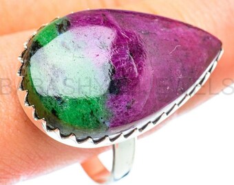 Ruby Zoisite Gemstone Ring, Sterling Silver Jewelry, Dual Tone Gemstone, Pear Shape Ring, Statement Ring, Affordable Ring, Healing Gemstone