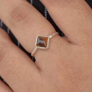 Tiny Tigers Eye Ring, 925 Silver Ring, Stacking Ring, Tiger Eye Stone Ring, Tiger Eye Jewelry, Gemstone Ring, Yellow Stone, Christmas Sale