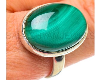 Beautiful Malachite Stone Ring, 925 Sterling Silver, Statement Ring, Simple Ring, Daily Wear Ring, Unisex Ring, Cabochon Stone, Womens Ring