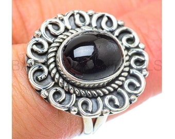 Black Onyx Ring, 925 Sterling Silver, Floral Ring, Designer Ring, Dainty Ring, Handmade Ring, Natural Gemstone, Artisan Jewelry, Gift Ring