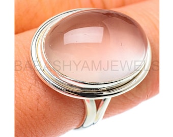 Rose Quartz Ring, 925 Sterling Silver, Cabochon Gemstone, Pink Stone Ring, Affordable Ring, Wedding Ring, Healing Gemstone, Gift For Women