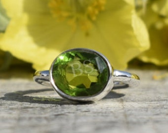 Womens Peridot Ring, 925 Silver Ring, Womens Jewelry, Birthday Gift, Affordable Ring, Gemstone Ring, Boho Ring, Dainty Ring, Green Stone