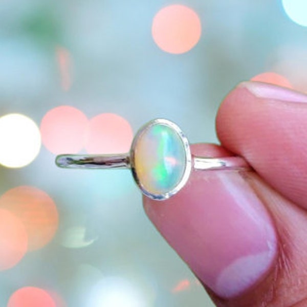 Ethiopian Opal Ring, Silver Opal Ring, 925 Silver Ring, Opal Jewelry, Boho Ring, African Opal Ring, Dainty Ring, Valentine, Oval Silver Ring