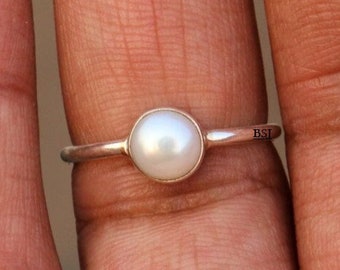 Natural White Pearl Ring, 925 Sterling Silver Ring, Pearl Silver Ring , Pearl Sterling Silver Ring, Gift For Her, Pearl Gemstone Jewelry