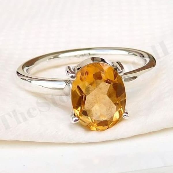 Natural Citrine Ring, Faceted Stone, Prong Set Ring, 925 Sterling Silver, Oval Gemstone, Party Wear Ring, Affordable Ring, Boho Ring, Sale