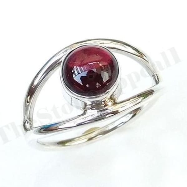 Red Garnet Ring, 925 Sterling Silver, Designer Ring, Round Stone Ring, Natural Gemstone, Handmade Ring, Bohemian Ring, Wedding Gift, Sale