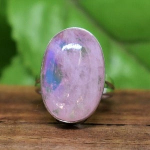 Rainbow Moonstone Ring, Handmade Ring, Natural Moonstone Ring, 925 Sterling Silver, Pink Color Stone, Sale, Gift For Her, Wedding Ring