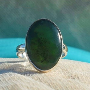 Nephrite Jade Ring, 925 Sterling Silver, Oval Shape, Green Color Stone, Silver Band Ring, Handmade Ring, Can Be Personalized, Sale