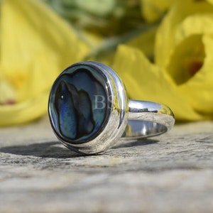Abalone Shell Ring, Oval Shape, 925 Sterling Silver, Multi Color Stone, Simple Ring, Sale, Handmade Jewelry, Sale Ring, Made For Her, Gift