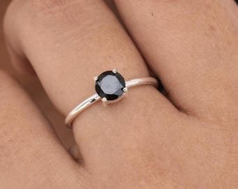 Black Onyx Ring, Natural Black Onyx, 925 Sterling Silver Ring, Silver Ring, Prong Setting Ring, Handmade Ring, Black Onyx Handmade Ring