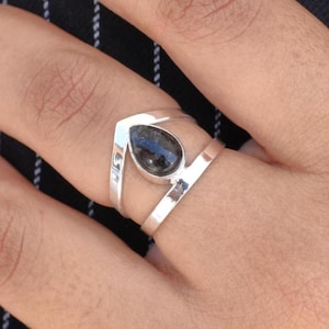 Rutilated Quartz Ring, Crown Ring, Sterling Silver Quartz Ring, Black Rutile Quartz Ring, Genuine Black Tourmaline Quartz Ring, Christmas