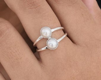 Pearl Multistone Ring, 925 Sterling Silver, Wedding Ring, Statement Ring, Designer Ring, Hippie Jewelry, Gift For Women, Ready To Ship