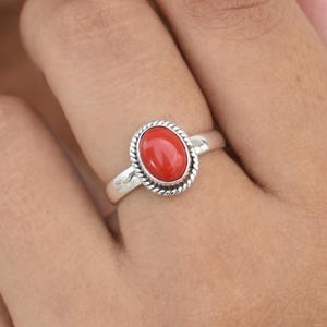 Red Coral Ring, Coral Stone Ring, 925 Sterling Silver Ring, Coral Jewelry, Red Gemstone, Natural Coral Ring, Personalized Gift Jewelry