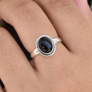 Black Onyx Ring, Black Onyx Stone Ring, 925 Sterling Silver Ring, Onyx Stone Ring, Onyx Jewelry, Dark Black Gemstone Ring, Halloween Gifts