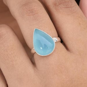 Aqua Onyx Ring, Blauer Edelstein Ring, Birnbaum Ring, Handwerker Ring, Silber Ring, Boho Ring, Statement Ring, Damenring, Weihnachtsverkauf, Geschenk Ring