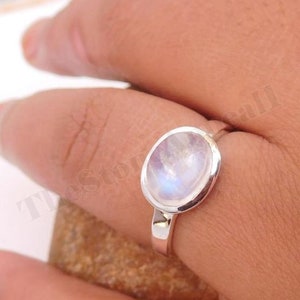 Rainbow Moonstone Ring, 925 Sterling Silver, Oval Gemstone, Natural Stone, Silver Band Ring, Cute Ring, Women Ring, Affordable Ring, ale image 6