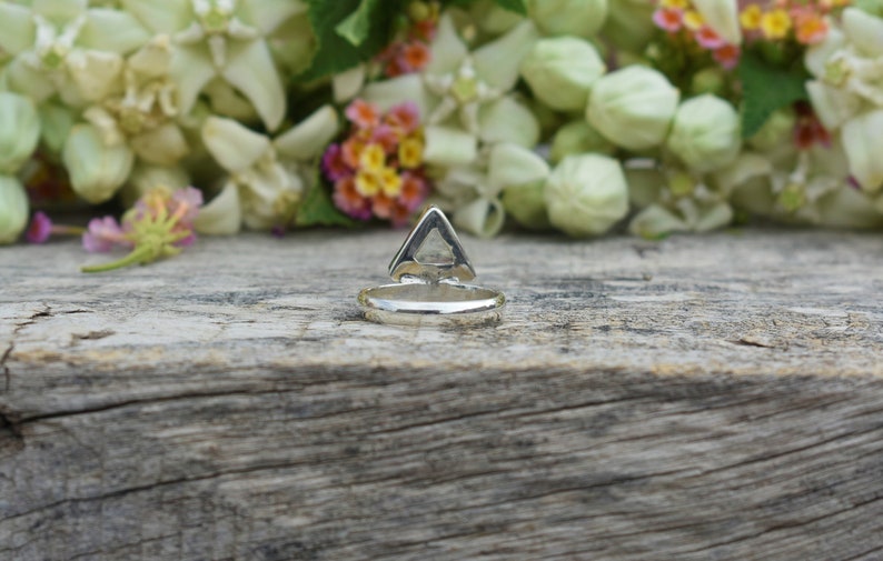 Triangle White Moonstone Ring, 925 Sterling Silver Ring, Bezel Set, White Gemstone, Simple Band Ring, Statement Ring, Gift For Mom Sis, Sale image 5