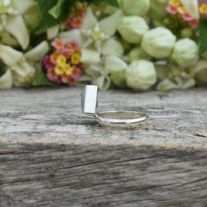 Triangle White Moonstone Ring, 925 Sterling Silver Ring, Bezel Set, White Gemstone, Simple Band Ring, Statement Ring, Gift For Mom Sis, Sale image 4