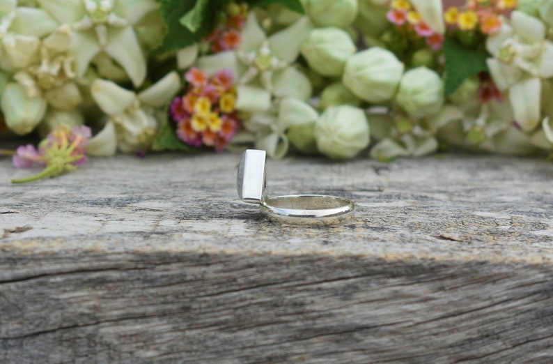 Triangle White Moonstone Ring, 925 Sterling Silver Ring, Bezel Set, White Gemstone, Simple Band Ring, Statement Ring, Gift For Mom Sis, Sale image 4