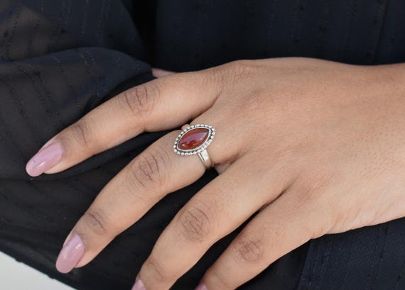 Red Carnelian Ring for Womens, 925 Sterling Silver Ring for Mothers Day Gift, Christmas Gifts for Her, New Year Gift, Valentines Gift