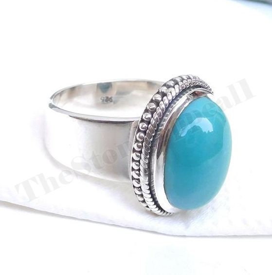 Sleeping Beauty Turquoise Ring 925 Sterling Silver Oval | Etsy