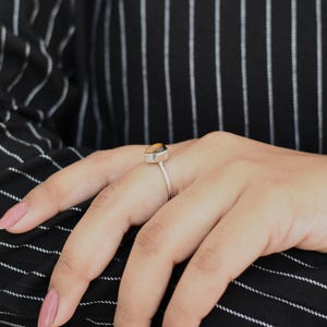 Pear Tigers Eye Ring, Sterling Silver Ring, Handmade Silver Ring, Cats Eye Ring, Stock Clearance Sale, Christmas Ring, Mom Gift, Bezel Set image 5
