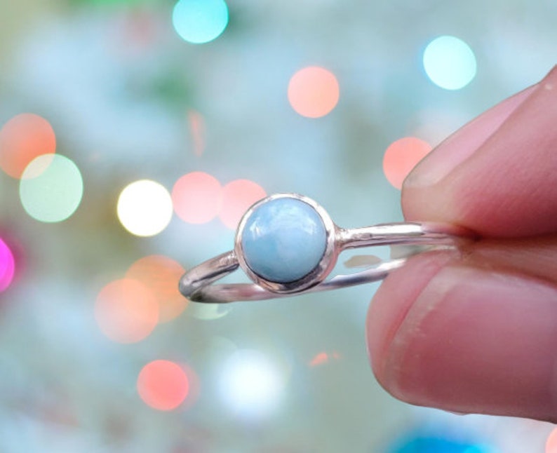 Bague Love En Larimar Et Argent – Argent Massif – Naturelle – Tous Points Disponibles