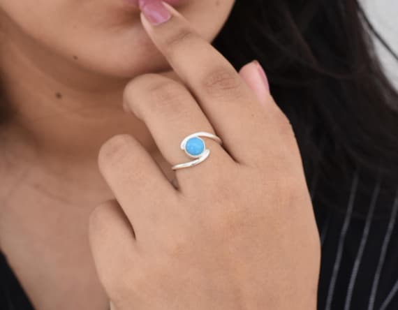 Anello La Bella Addormentata, Anello in Argento Sterling 925, Anello Turchese, Stile Sud-Ovest - Italia