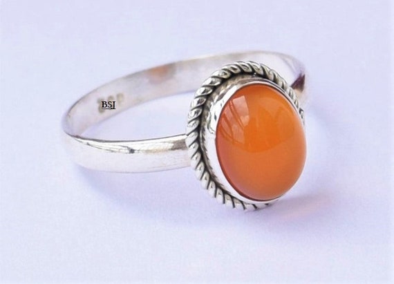 Orange Carnelian Sterling Ring