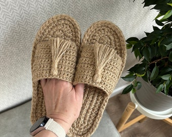 Handmade Slippers - Jute Tassel Slippers - Vegan Slippers - Unique Jute Slippers - Women's Jute Shoes - Eco Shoes - Jute Sole Slippers