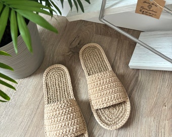 Jute slippers - Handmade slippers - Crochet slippers - Cotton slippers - Home slippers - House Slippers - Indoor slippers - Massage slippers