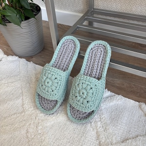 Designer slippers handmade from 100% cotton with a durable sole