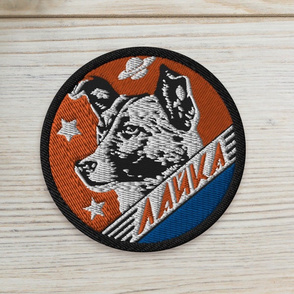 Patch Laika, espace vintage soviétique — patch brodé, patchs spatiaux, patch soviétique, insigne rétro, patch vintage, patch de propagande