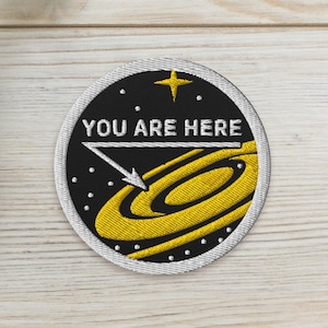 Estás aquí: Mapa de la Vía Láctea — Parche bordado, parche espacial, insignia retro, parche vintage