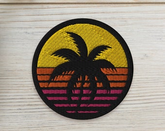 Synthwave/Retrowave/Vaporwave palm patch — embroidered patch, space patches, retro patch, vintage badge, 80s iron on patch