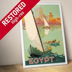 Egypt, The Nile River, 1930s — retro travel poster, vintage travel art, retro travel wall art
