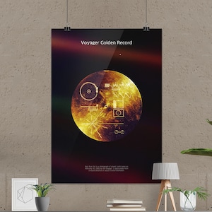 NASA Voyager 1 Golden Record with Pale Blue Dot — space poster, science poster, space wall decor, space art