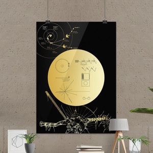 Disque d'or de la NASA Voyager 1 : affiche spatiale, affiche scientifique, décoration murale spatiale, art spatial